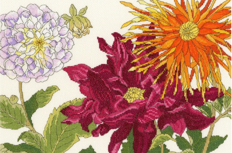 Bothy Threads Dahlia Blossom Counted Cross Stitch Kit 36x24cm XBD11