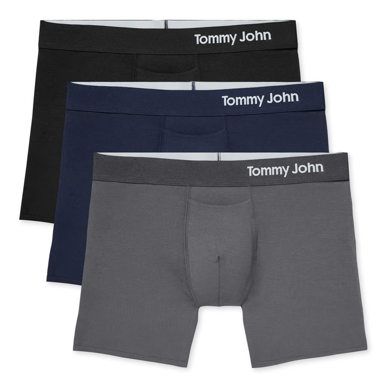 Tommy John Men's Cool Cotton Trunks - 3 Pack - Comfortable Breathable Soft Underwear for Men-Black/Iron Grey/Navy-Large - Image 1