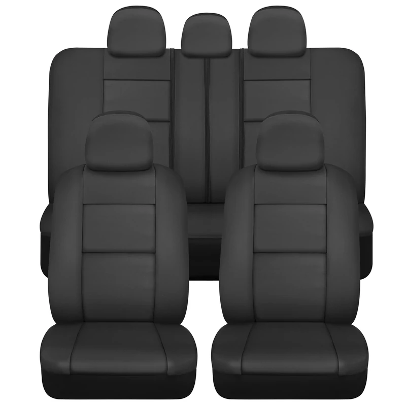BDK Croc Skin Faux Leather Car Seat Covers, Full Set Black – Universal Fit Design, Airbag Compatible, Front and Back Interior Covers for Cars Trucks Vans and SUVs