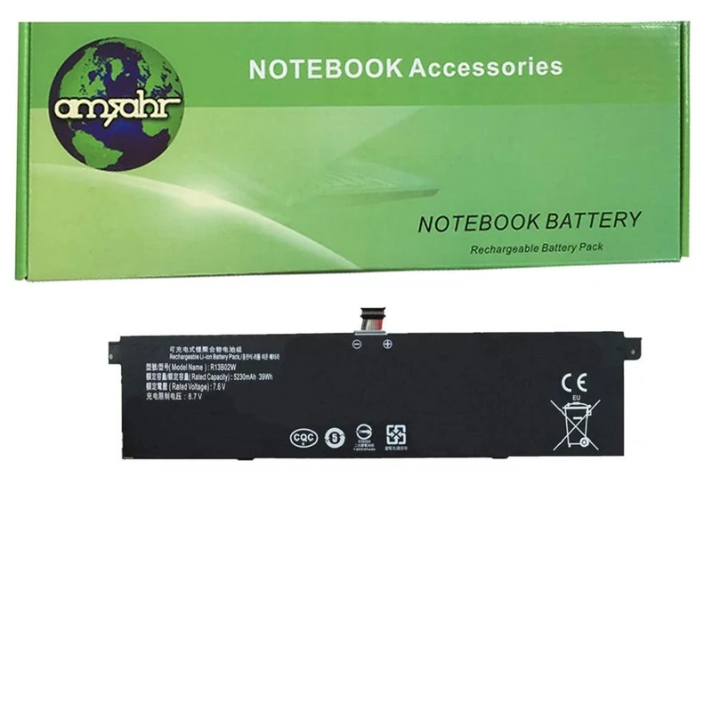 Amsahr 100% Compatible Non-OEM Replacement Durable Laptop Battery for Xiaomi R13B01W | 7.66 Volts, 5230 mAh, 39Wh, 2 Cell, R13B01W-02