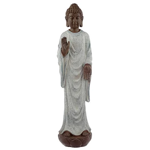 Thai Buddha - Brown White and Brushed Turquoise - Peace