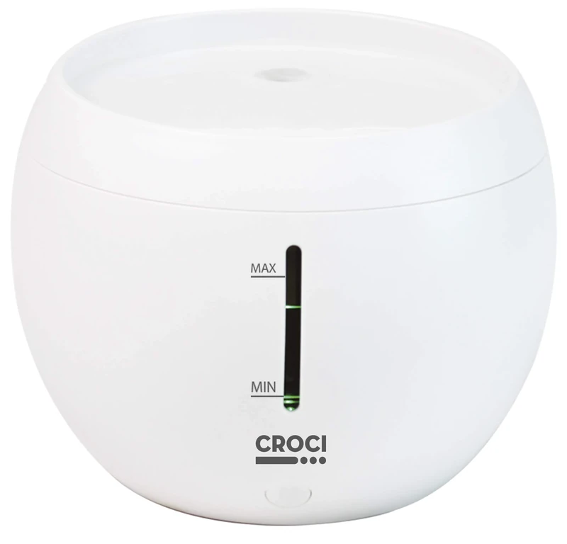 Croci Aqua -Fountain for Cats and Dogs, TDS Water Quality Indicator, Double Filtration System, Water Level Sensor, Filter Change Sensor, Silent, Capacity 2L