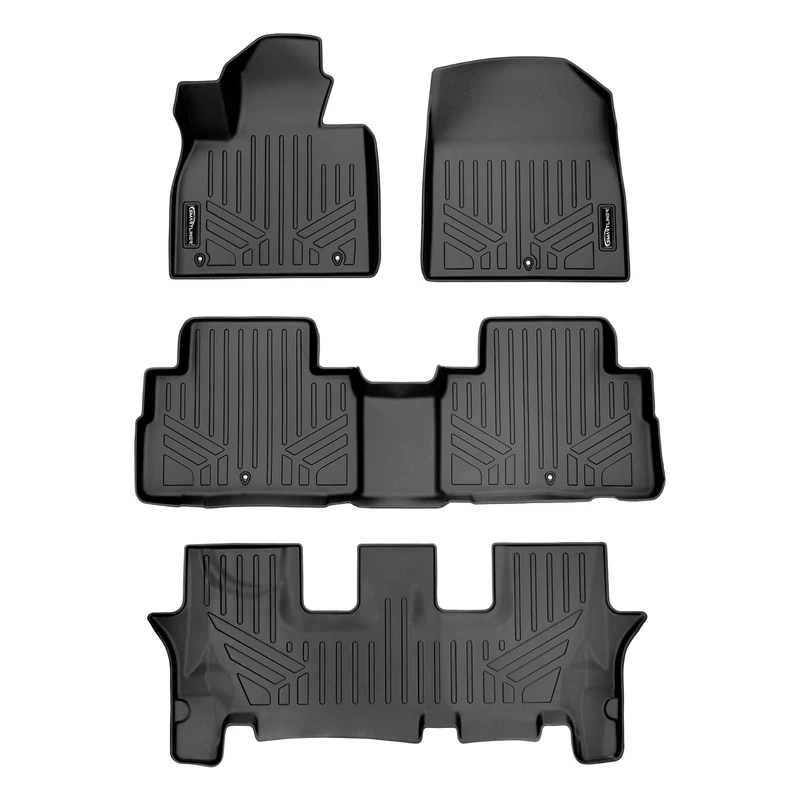 SMARTLINER All Weather Custom Fit Floor Mats 3 Row Liner Set Black for 2020 Hyundai Palisade Fits Bench and Bucket Seats