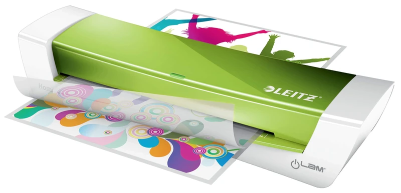 Leitz iLAM Home Office 73680054 A4 Laminator for Home, Fast Preheating in 3 Minutes, 75-125 Micron Pouches, A4 Laminator Pouches Included, Green