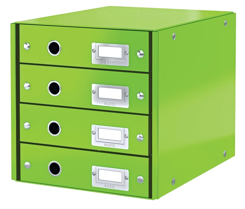 Leitz 60490054 A4 Drawer Cabinet, 4 Drawers, Click and Store, WOW Range, Green