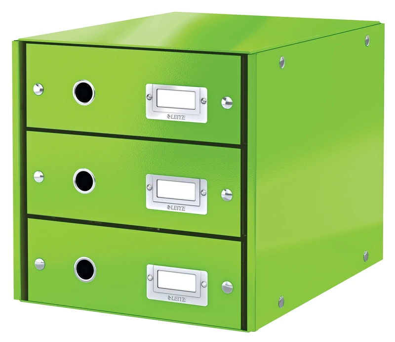 Leitz 60480054 A4 Drawer Cabinet, 3 Drawers, Click and Store, WOW Range, Green