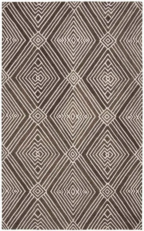 Safavieh Transitional Indoor Hand Tufted Rectangle Area Rug, Lauren Collection, LRL6608, in Charcoal Grey / Ivory, 152 X 244 cm for Living Room, Bedroom or Any Indoor Space