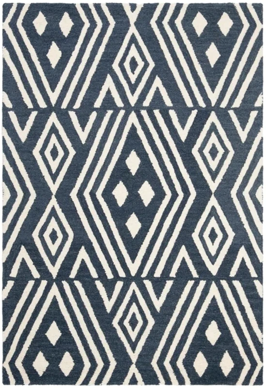 Safavieh Transitional Indoor Hand Tufted Rectangle Area Rug, Lauren Collection, LRL6609, in Slate Grey / Ivory, 152 X 244 cm for Living Room, Bedroom or Any Indoor Space