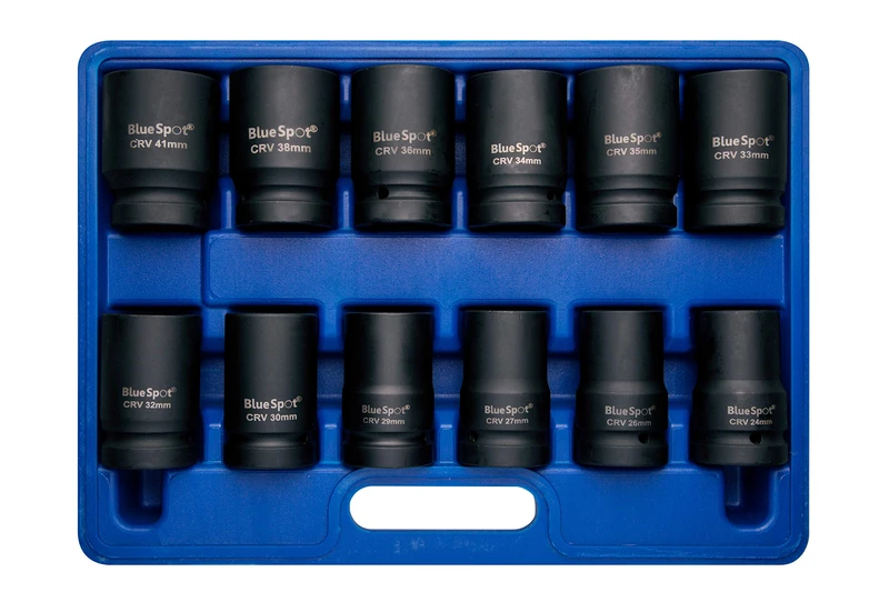 Blue Spot Tools 01549 12pce 1" Drive Metric Deep Impact Sockets (24-41mm)