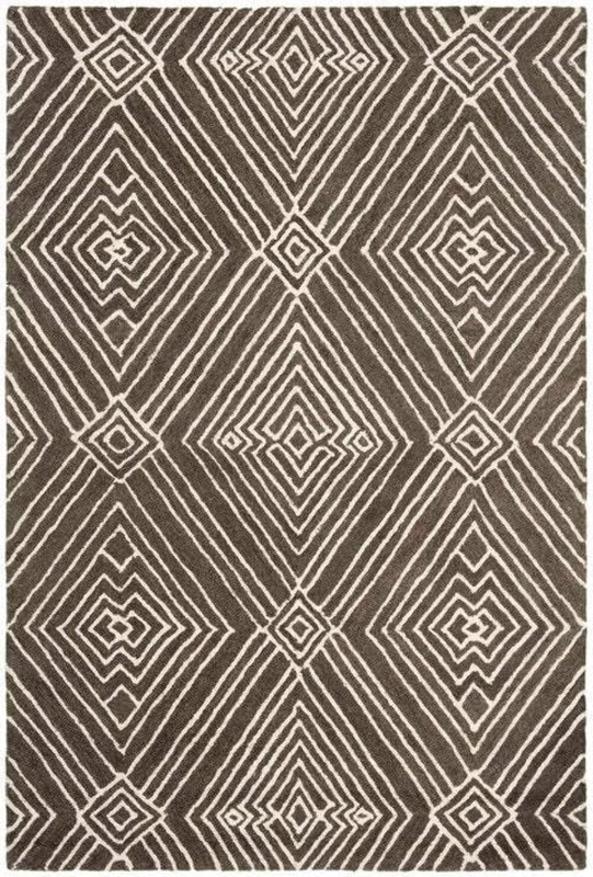 SAFAVIEH Traditional Rug for Living Room, Dining Room, Bedroom - Lauren Collection, Short Pile, in Charcoal Grey and Ivory, 122 X 183 cm