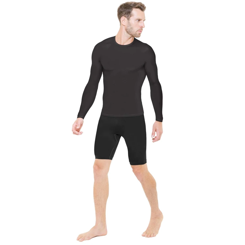 Sveltek Men's Slimming Long-Sleeved T-Shirt and Shorty, mens, ENS09, Black, FR : Taille Unique (Taille Fabricant : S/M)