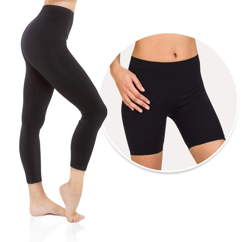 Sveltek Women's Firming Bra and Leggings, womens, L011, Black, L