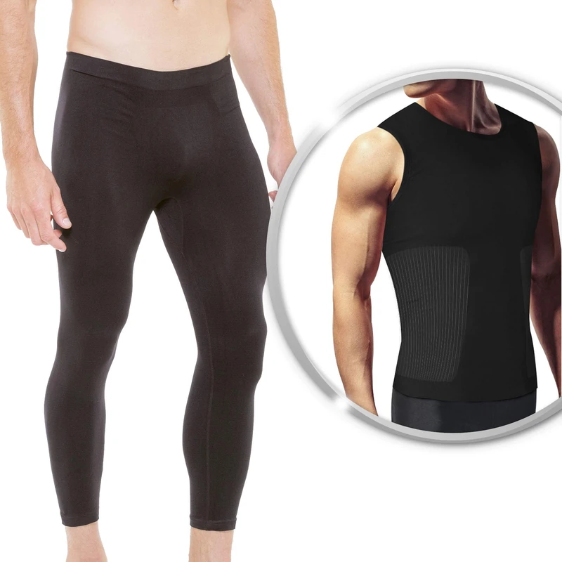 Sveltek Men's Sculpting Tights and Tank Top, mens, L021, Black, FR : Taille Unique (Taille Fabricant : L/XL)