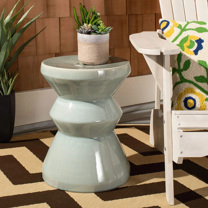 Safavieh Modern Ceramic Garden Stool, in Blue, 35 X 35 X 50