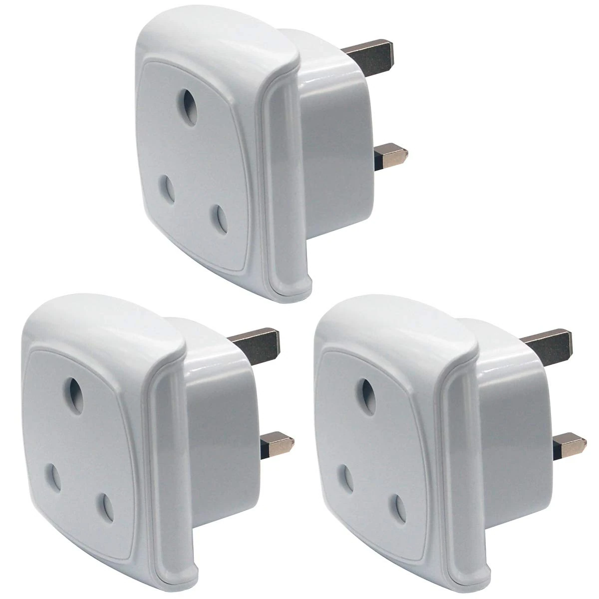 South Africa Plug Type M (NOT for Indian Type D plug) Adapter Convert to UK Socket, BS 8546 Approved, Safety Protection Design, Flame Proof, 13A Fuse with Safety Shutter (3 Pieces White)