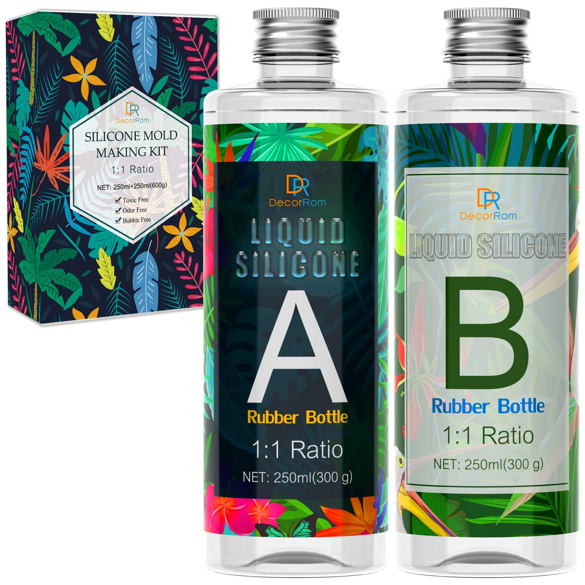 Silicone Mould Making Kit - 600g/500ml Translucent Liquid Rubber (1:1 Mix) for Resin Casting & Crafts - Fast Cure DIY Flexible Molds - Reusable for Epoxy, Candles, Soap - Includes Instructions