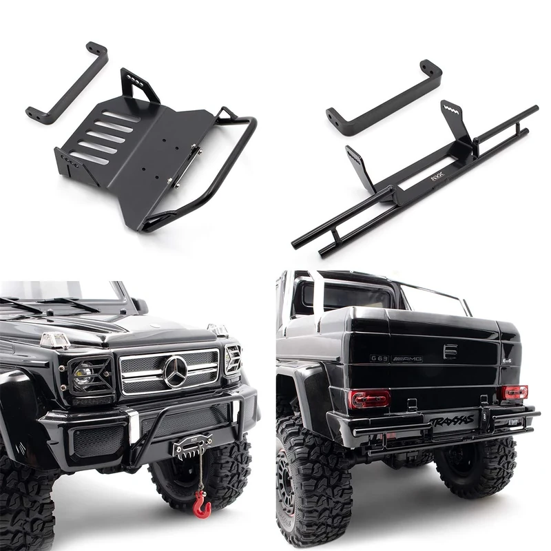 KYX Racing Alloy Front Rear Bumper Set Upgrades Parts Accessories for RC Crawler Car Traxxas 6x6 TRX6 TRX4