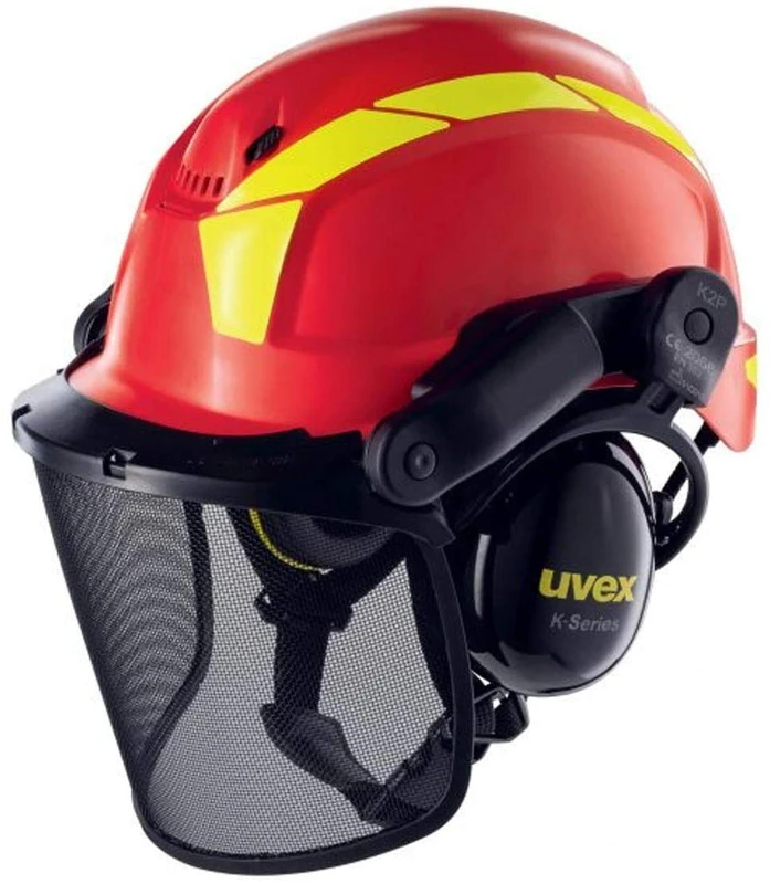 Uvex Pheos Forestry Forestry Helmet with Ear and Face Protection SNR: 30 dB Colour: Red