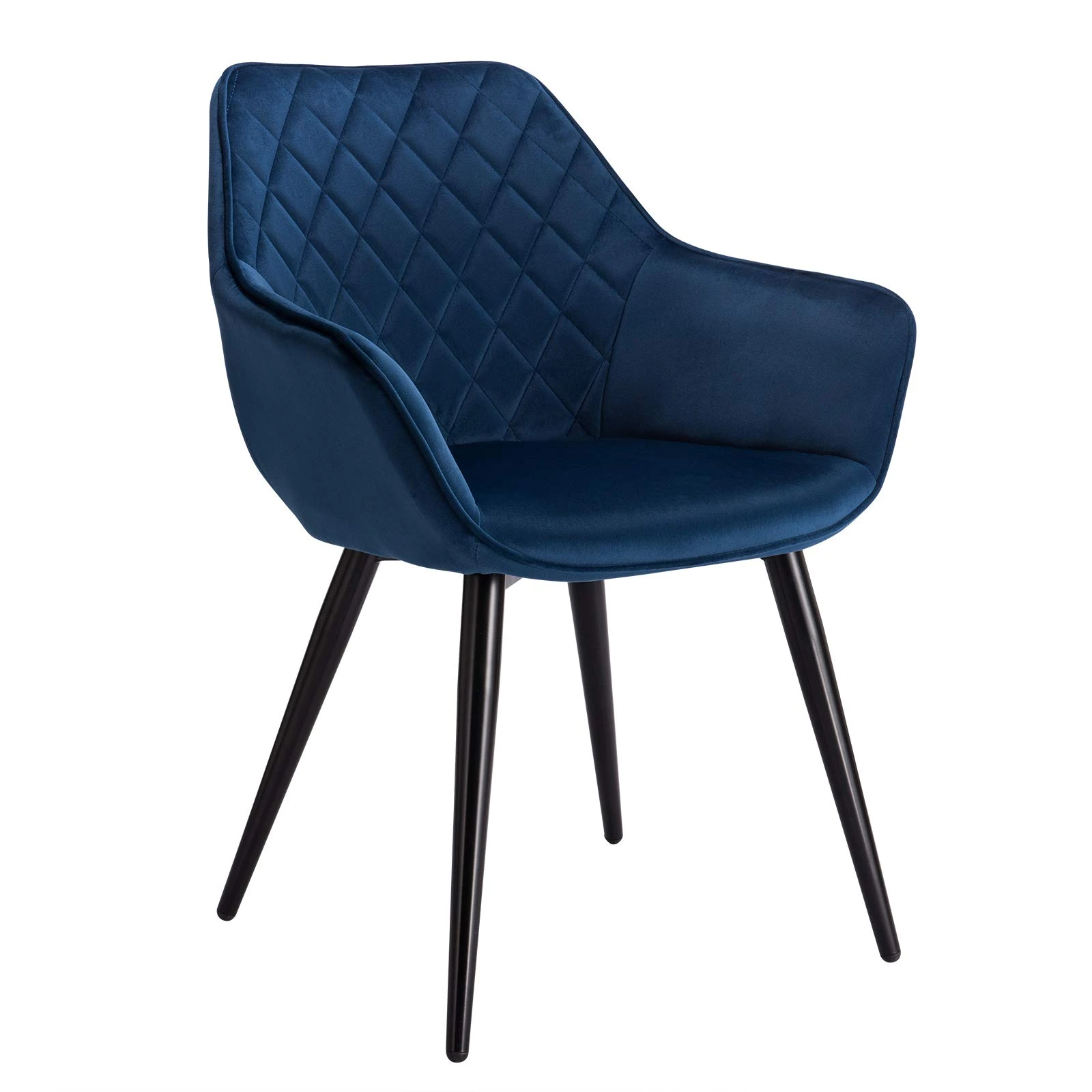 WOLTU Dining Chair, Velvet Chair for Kitchen/Reception Room/Bedroom/Living Room, with Padded Seat, Arms and Back, Blue, BH153bl-1