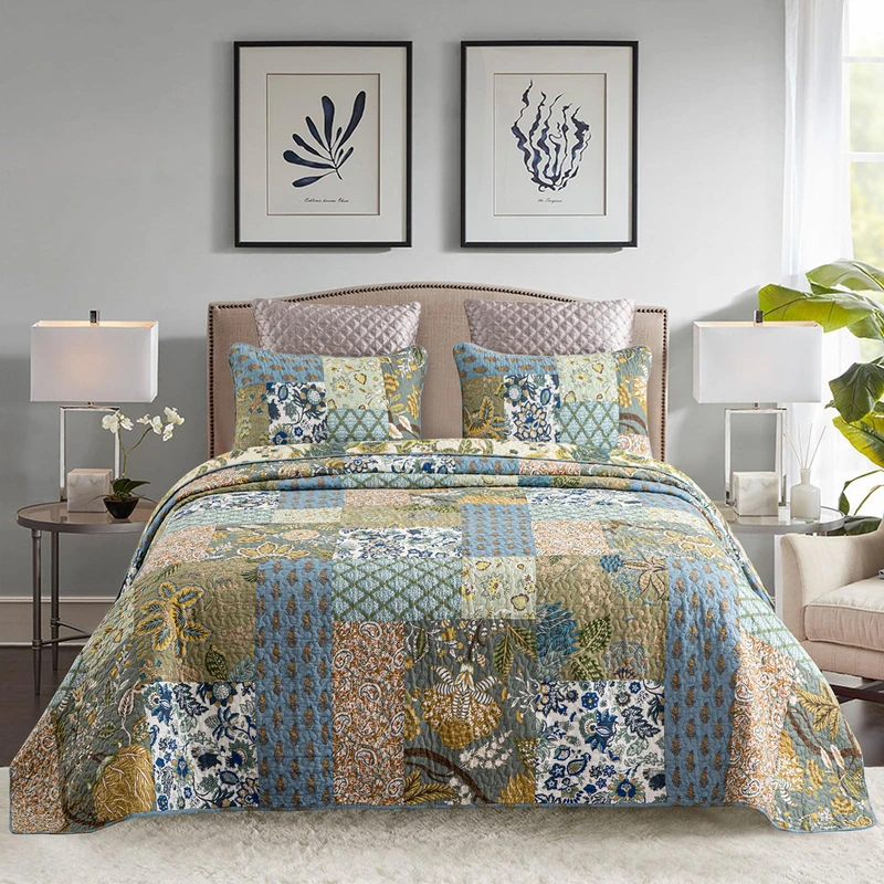YAYIDAY Oversized King Bedspreads Patchwork Quilt Set (120x118 Inch)