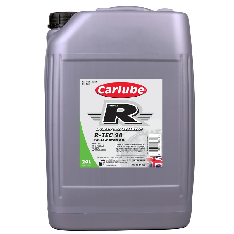 Carlube Triple R 5W-40 ACEA A3/B4, API SN Fully Synthetic Engine Oil R-TEC 28 20L