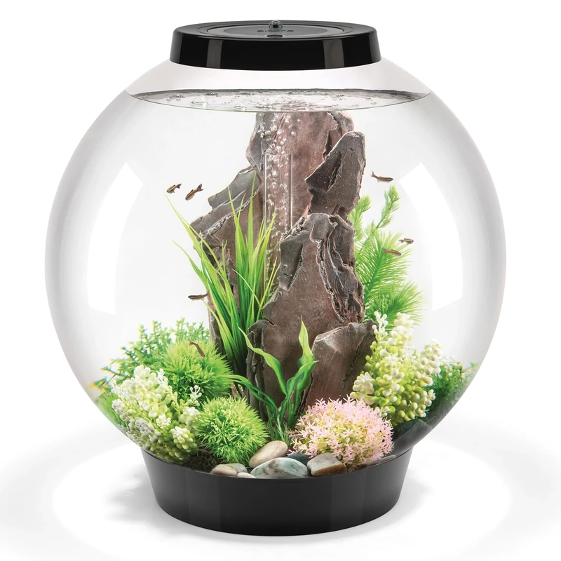 biOrb CLASSIC 60 Aquarium (Black, 60 Litres), Perfect Beginner Fish Tank With Integrated LED Lights, Quick & Easy To Set Up, 360-Degree View Aquarium With 5-Step Filtration System, Acrylic Fish Tank
