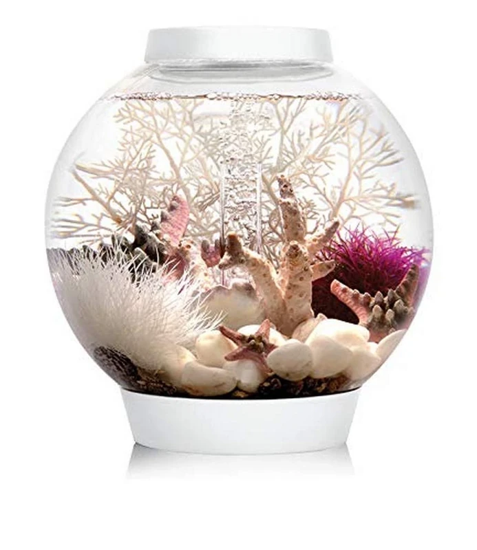 biOrb CLASSIC 15 Aquarium (White, 15 Litres), Perfect Beginner Fish Tank With Integrated LED Lights, Quick & Easy To Set Up, 360-Degree View Aquarium With 5-Step Filtration System, Acrylic Fish Tank