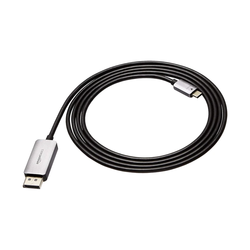 Amazon Basics DisplayPort to USB-C Cable, 4Kx2K@60Hz, Aluminum Housing, 1.8 m, Black