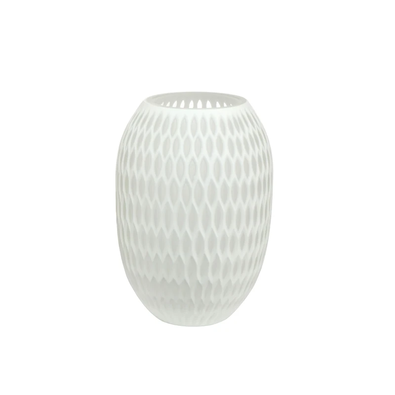 Goebel White Carved 23-121-05-1 Porcelain Vase Length 17 cm Width 17 cm