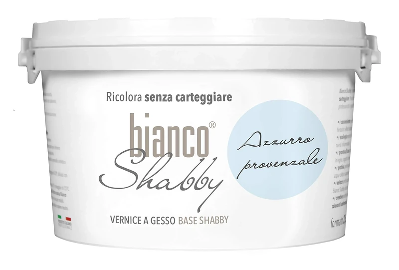 bianco Shabby® Azzurro Provenzale (Provençal Blue) Water-Based Chalk Paint for All Surfaces – Extra Matt Finish (2.5 Litres)
