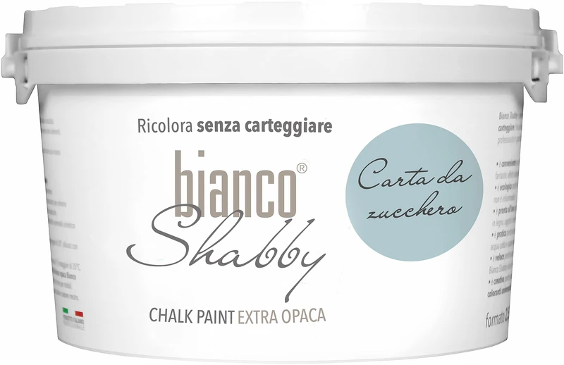 bianco Shabby® Carta da Zucchero (Sugar Paper Blue) Water-Based Chalk Paint for All Surfaces – Extra Matt Finish (2.5 Litres)