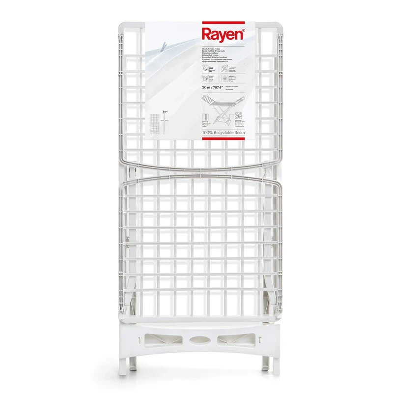 Rayen Leg Locking System and Anti-Slip, Resin, White, Dimensiones: 173 x 53 x 113 cm, Tendedero con sistema de bloqueo