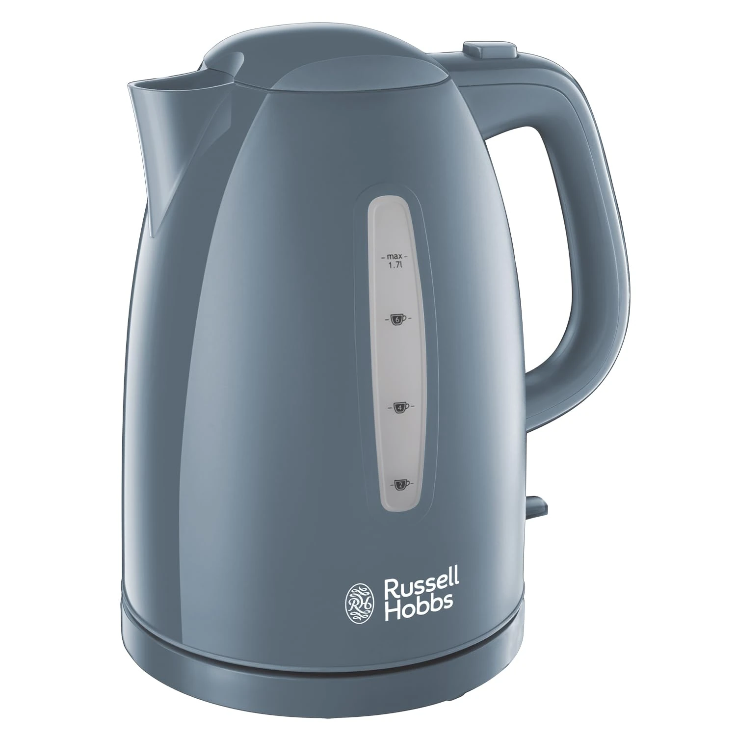 Russell Hobbs Textures Electric 1.7L Cordless Kettle (Fast Boil 3KW, Grey premium plastic, matt & high gloss finish, Removable washable anti-scale filter, Push to open lid, Perfect pour spout) 21274