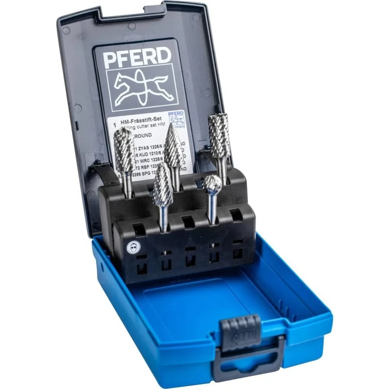 PFERD HM milling bit Set, 5 Pieces, Toothing Allround, Shaft Diameter 6 mm, 21901412 - for Versatile use on The Most Important Materials