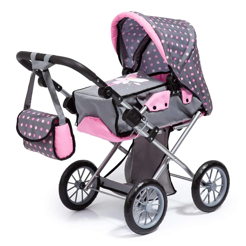 Dolls pram City Star stroller foldable adjustable, removable carrycot, convertible