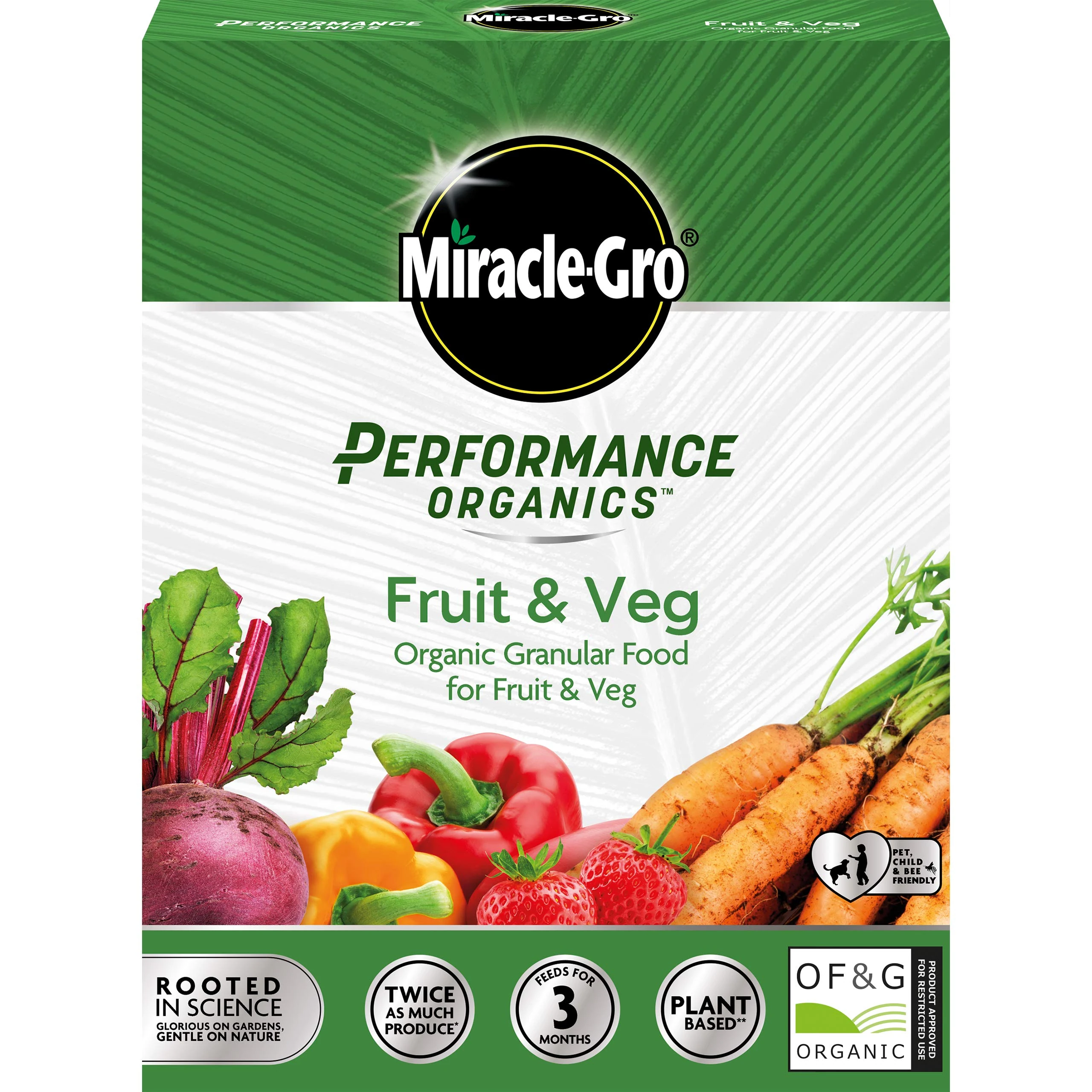 Miracle-Gro Performance Organics Granular Plant Food (Bee, Pet & Child Friendly) Fruit & Veg Plant Food, 1 kg, Grey