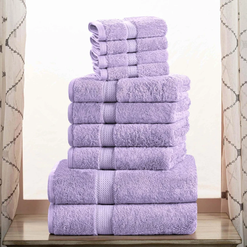 Superior, Cotton, Purple, 10 Piece Towel Set