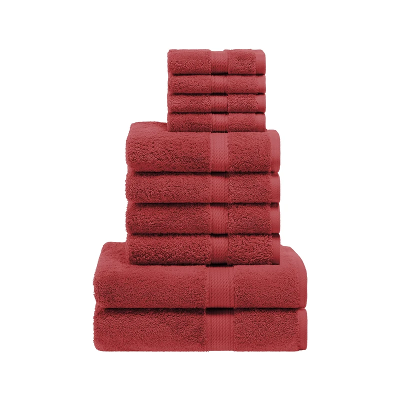 Superior, Cotton, Red, 10 Piece Towel Set