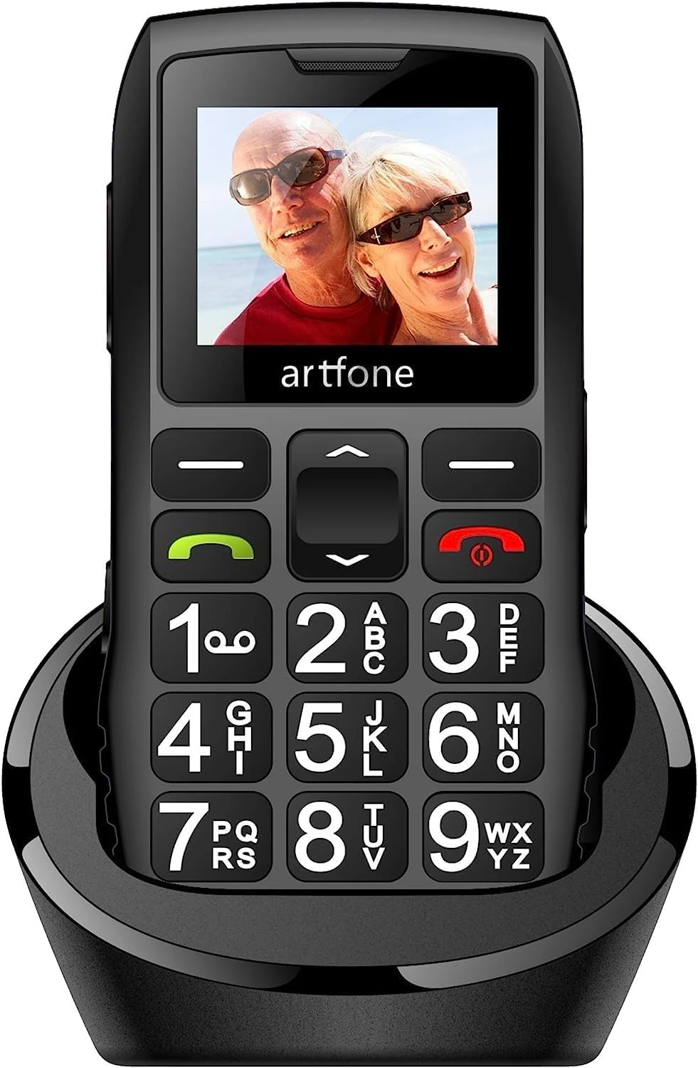 artfone Big Button Mobile Phone for Elderly,Upgraded GSM Mobile Phone With SOS Button | Talking Number | 1400mAh Battery | Dual SIM Unlocked | Torch Side Buttons | Bluetooth | Charging Dock(Black)