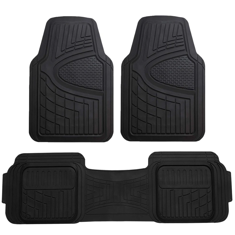 FH Group Black F11511BLACK Heavy Duty Tall Channel Floor Mats All-Weather Accessories for Trucks, Cars, and Automotive Purposes Trim-to-Fit