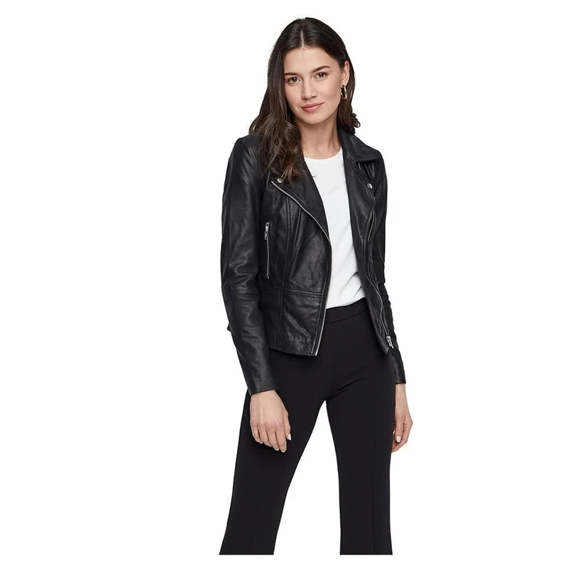 YAS Women's Yassophie Leather Jacket Noos Leather Jacket, Black, M