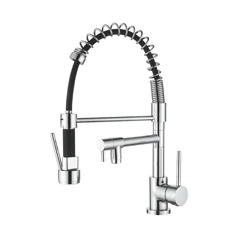 Ibergrif M22131, Pull-Out Kitchen Mixer with Hand Shower, Sink Mixer with Two Spout, Chrome