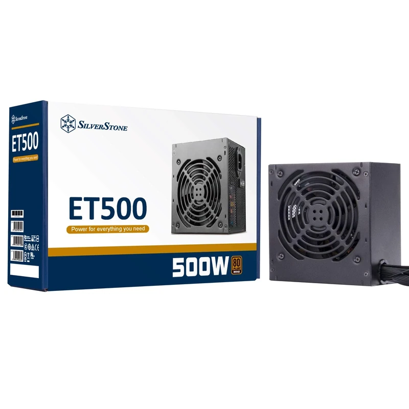 SilverStone SST-ET500-B - Strider Essential Series, 500W 80 Plus Bronze ATX PC Power Supply, Low Noise 120mm, PCI-E 8pin & 6pin support