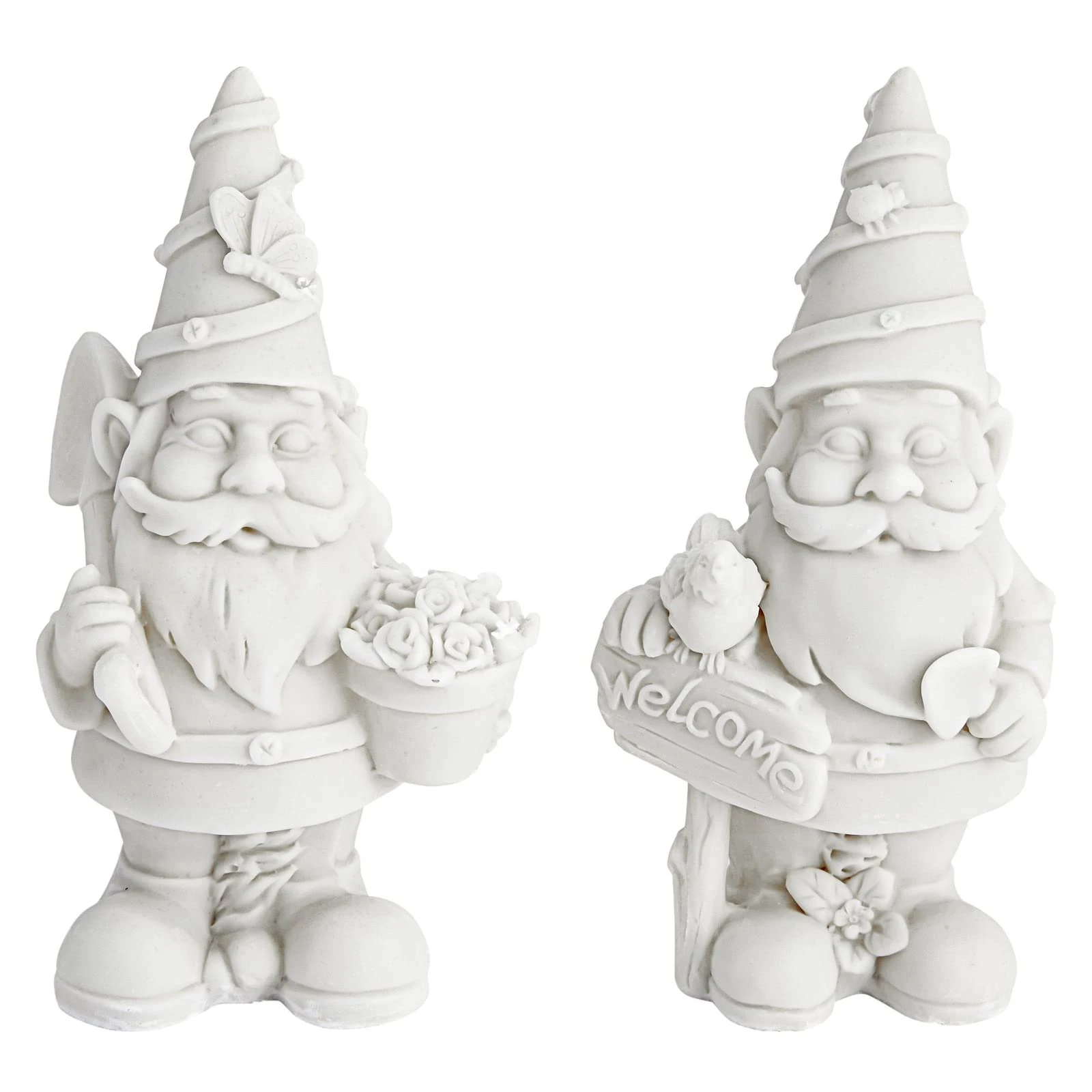 2-Pack of Garden Gnome Paint Your Own, Polyresin, 13 cm