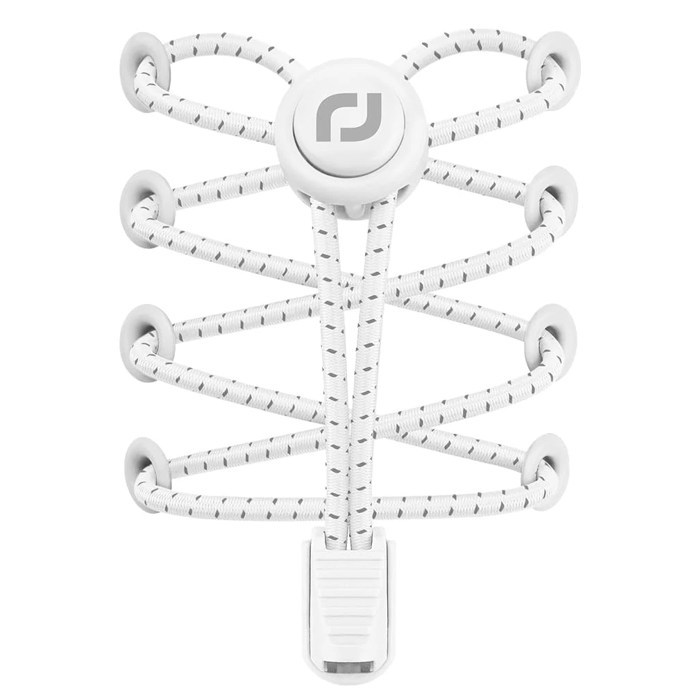 RJ-Sport Tieless Elastic Shoe Laces - Heavy Duty No Tie Shoelaces for Kids and Adult with Strong Lock and Speed Shoestrings white Size: One Size