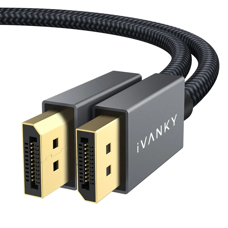 IVANKY DisplayPort Cable, DP to DP Cable Support 3D, 4K@60Hz, 2K@144Hz, 2K@165Hz, FreeSync&G-Sync, Display Port Lead Compatible for Gaming Monitor, Graphic Card, HDTV, PC 1M/Grey