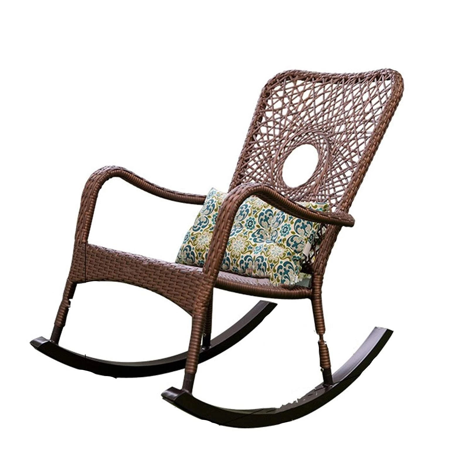 HBNING Balcony Domestic Rattan Rocking Lounge Chair Lazy Rattan Sun Recliner