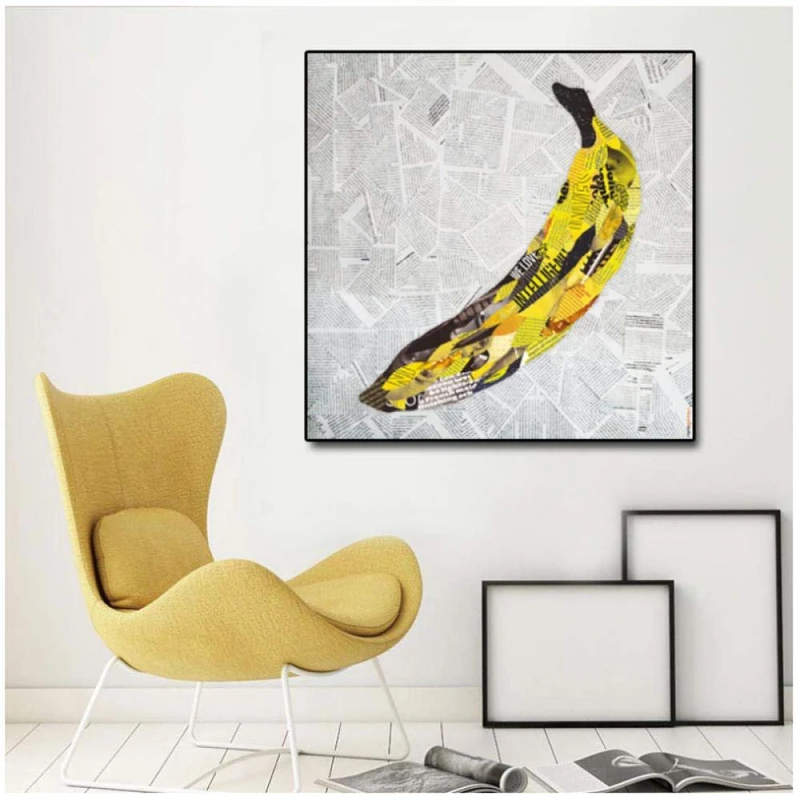 IGZAKER Modern Abstract Large Banana Oil Painting Wall Art Pictures for Living Room Cuadros Home Decor Canvas Painting 50 x 50 cm No Frame - Image 1