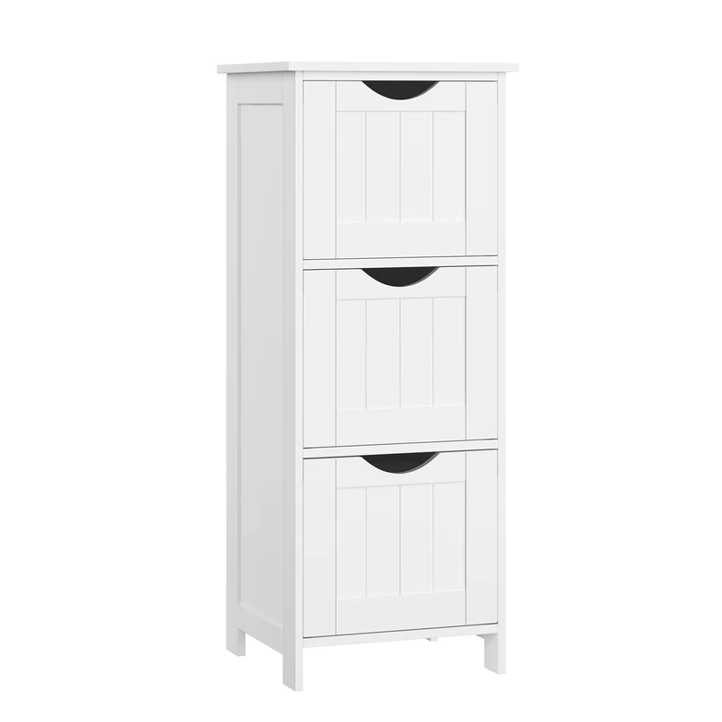 VASAGLE BBC50WT Bathroom Storage Cabinet with 3 Drawers for Living Room, Dining Room and Kitchen, Modern Style, Matte White, 30 x 32 x 81 cm