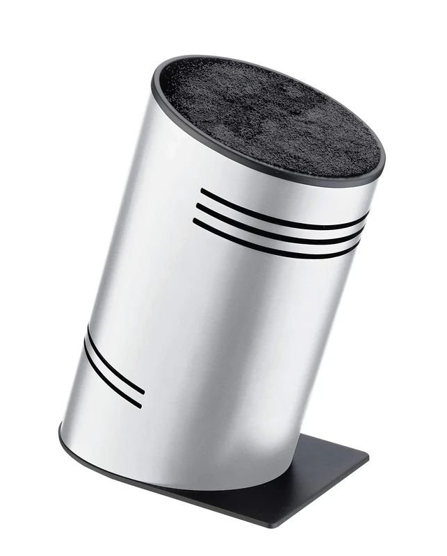 Rockingham Forge Pro-Balance Contemporary Universal Knife Block with Compressed Fibre Inserts, Metallic Silver